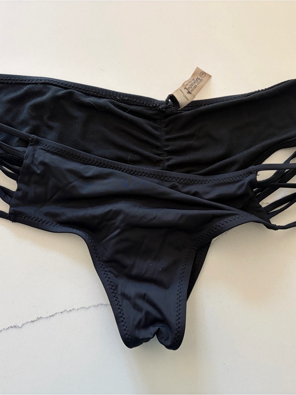 Forever Young Black Strappy Bikini Bottoms